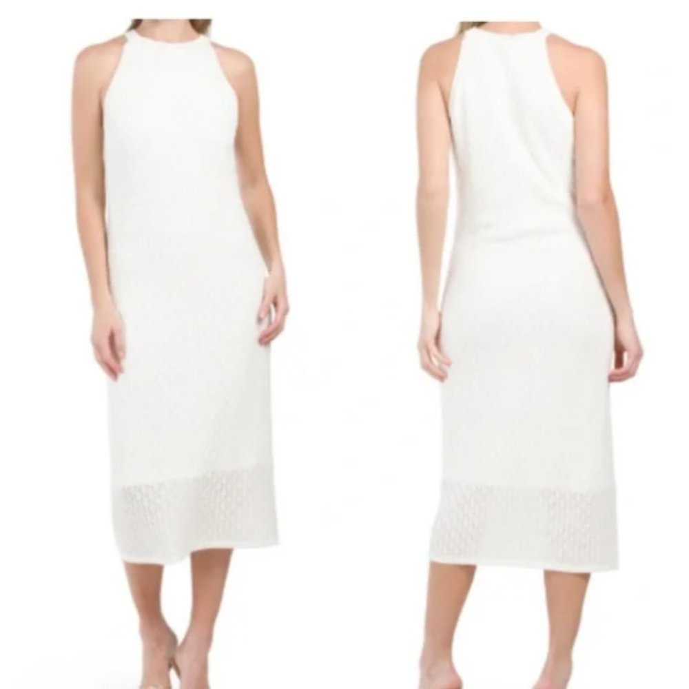 House of Harlow 1960 ivory pointelle sleeveless midi dress NWT